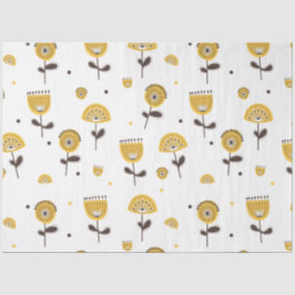 Mid Century Modern Geel Bloempatroon Tissuepapier