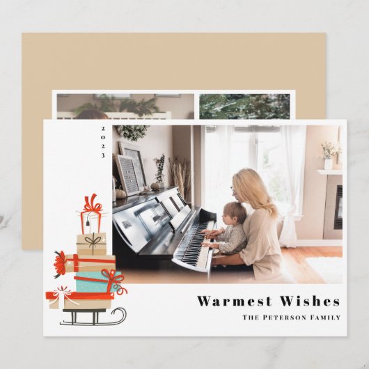 Mid-Century Modern, geïllustreerd met Kerstmis Feestdagenkaart (Voorkant / Achterkant)