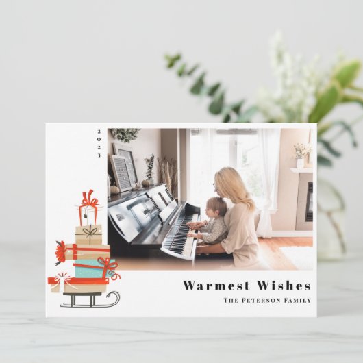 Mid-Century Modern, geïllustreerd met Kerstmis Feestdagenkaart (Staand voorkant)