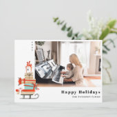 Mid-Century Modern, geïllustreerd met Kerstmis Feestdagenkaart (Staand voorkant)