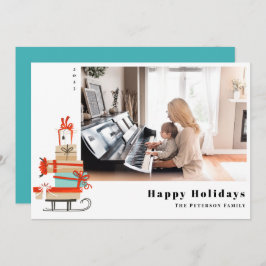 Mid-Century Modern, geïllustreerd met Kerstmis Feestdagenkaart