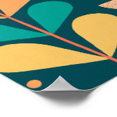 Mid Century Modern Geïnspireerde Vogel en Bladeren Poster (Hoek)