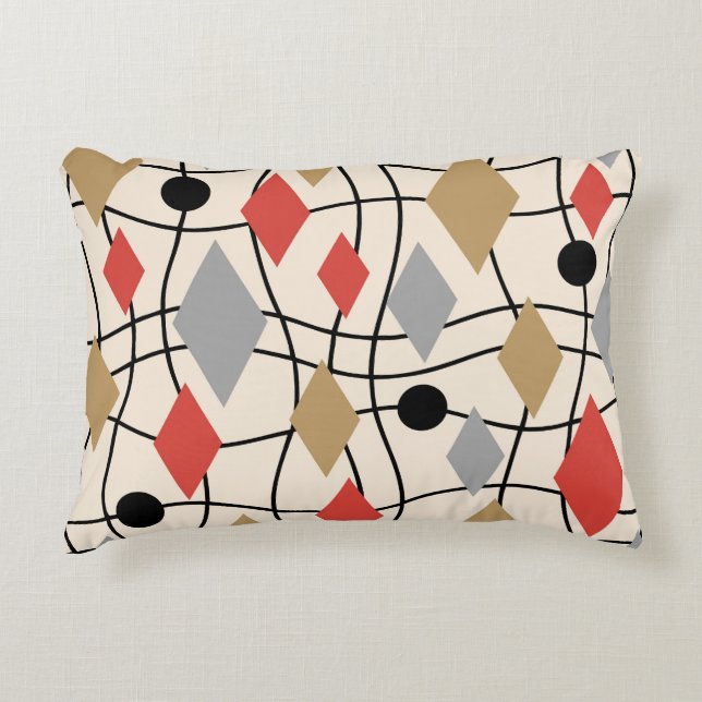 Mid Century Modern Geometric Abstract Accent Kussen (Voorkant)