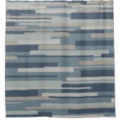 Mid Century Modern Geometric Abstract Blauw Douchegordijn (Voorkant)