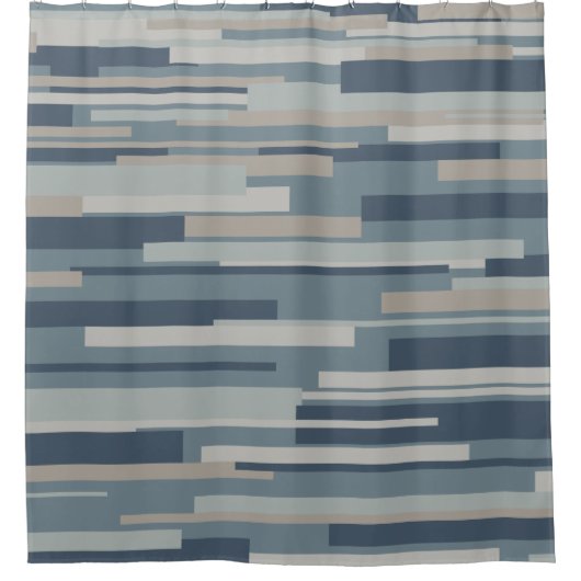 Mid Century Modern Geometric Abstract Blauw Douchegordijn (Voorkant)