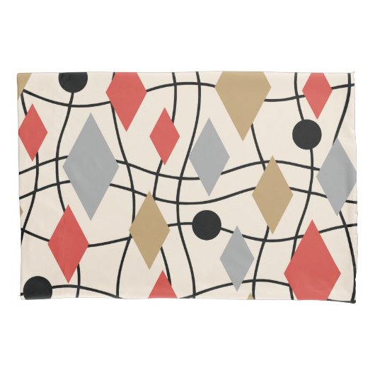 Mid Century Modern Geometric Abstract Kussensloop (Voorkant-Links)