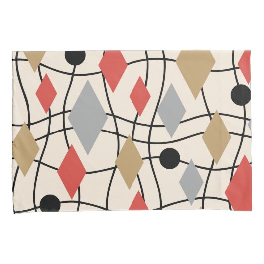 Mid Century Modern Geometric Abstract Kussensloop (Voorkant-Rechts)