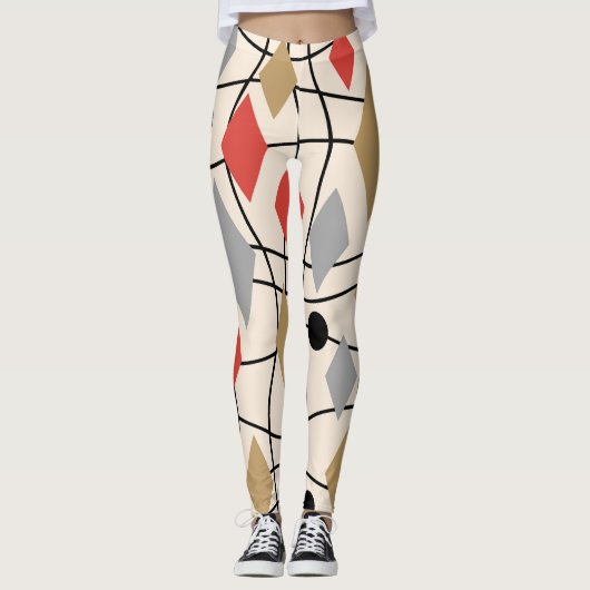 Mid Century Modern Geometric Abstract Leggings (Voorkant)