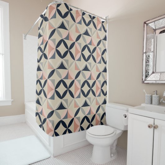 Mid Century Modern Geometric Abstract Pattern  Douchegordijn (In situ)