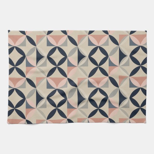 Mid Century Modern Geometric Abstract Pattern Theedoek (Horizontaal)
