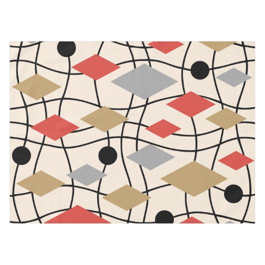 Mid Century Modern Geometric Abstract Tafelkleed (Voorkant (Horizontaal))