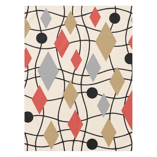 Mid Century Modern Geometric Abstract Tafelkleed (Voorkant)