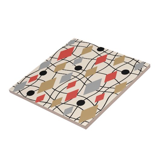 Mid Century Modern Geometric Abstract Tegeltje (Zijkant)