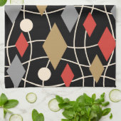 Mid Century Modern Geometric Abstract Theedoek (Gevouwen)