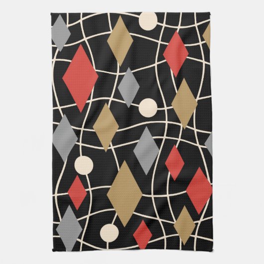 Mid Century Modern Geometric Abstract Theedoek (Verticaal)