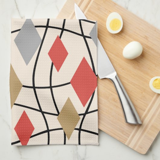 Mid Century Modern Geometric Abstract Theedoek (Quarter Fold)