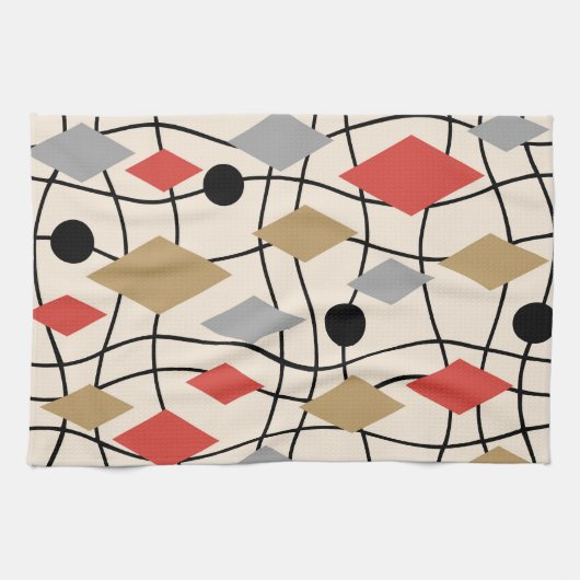 Mid Century Modern Geometric Abstract Theedoek (Horizontaal)