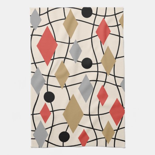 Mid Century Modern Geometric Abstract Theedoek (Verticaal)