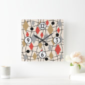 Mid Century Modern Geometric Abstract Vierkante Klok (Huis)