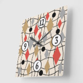 Mid Century Modern Geometric Abstract Vierkante Klok (Hoek)
