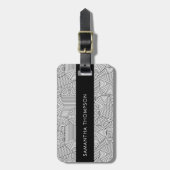 Mid Century Modern Geometric Arch Black White Bagagelabel (Voorkant verticaal)