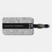 Mid Century Modern Geometric Arch Black White Bagagelabel (Achterkant horizontaal)