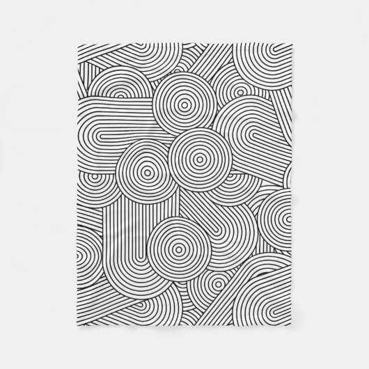 Mid Century Modern Geometric Arch Black White Fleece Deken (Voorkant)