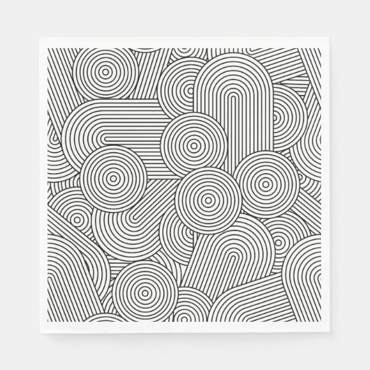 Mid Century Modern Geometric Arch Black White Servet (Voorkant)