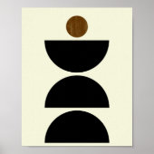 Mid Century Modern Geometric Black Beige Minimal Poster (Voorkant)