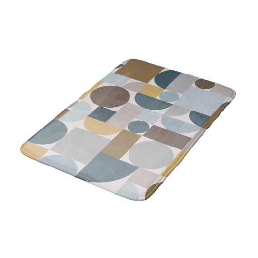 Mid Century Modern Geometric Blue Gold Badmat (Gekanteld)