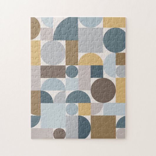 Mid Century Modern Geometric Blue Gold Legpuzzel (Verticaal)