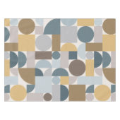 Mid Century Modern Geometric Blue Gold Tafelkleed (Voorkant (Horizontaal))