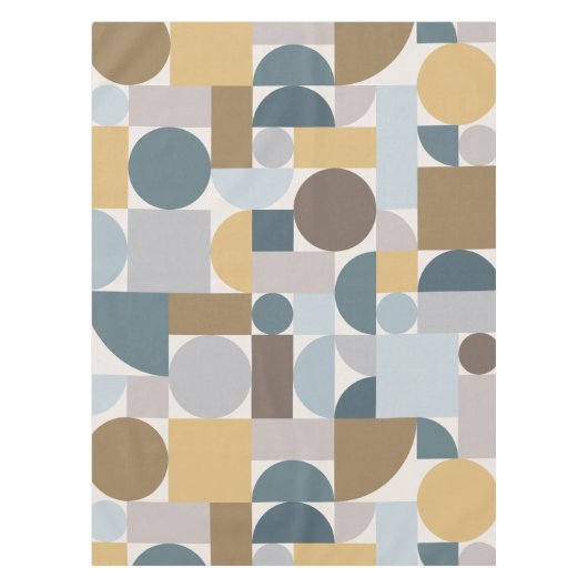 Mid Century Modern Geometric Blue Gold Tafelkleed (Voorkant)