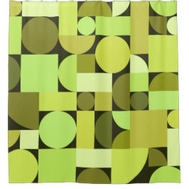 Mid Century Modern Geometric Chartreuse Douchegordijn