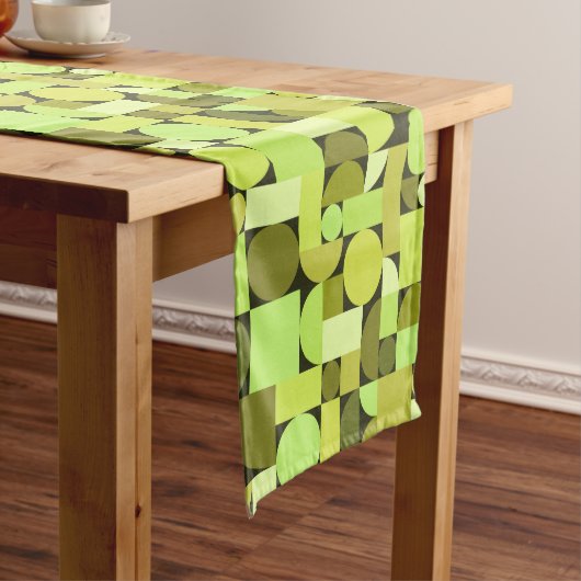 Mid Century Modern Geometric Chartreuse Korte Tafelloper (Voorbeeld)