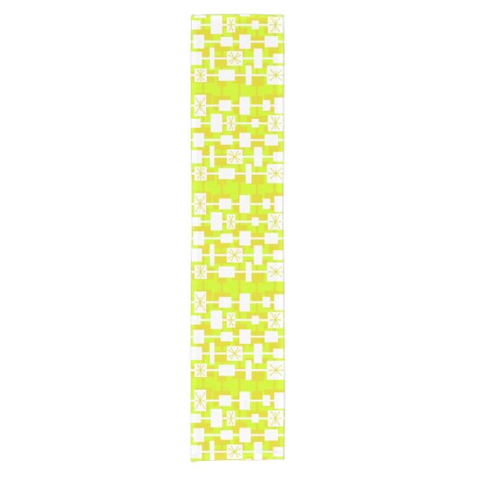 Mid Century Modern Geometric Chartreuse Korte Tafelloper (Voorkant)