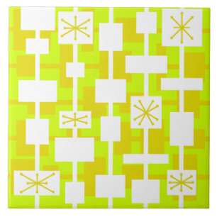 Mid Century Modern Geometric Chartreuse Tegeltje