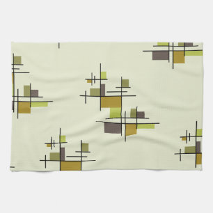 Mid Century Modern Geometric Chartreuse Theedoek