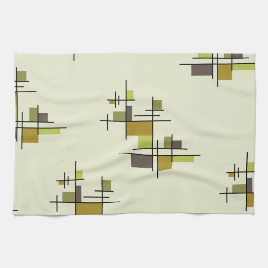 Mid Century Modern Geometric Chartreuse Theedoek (Horizontaal)