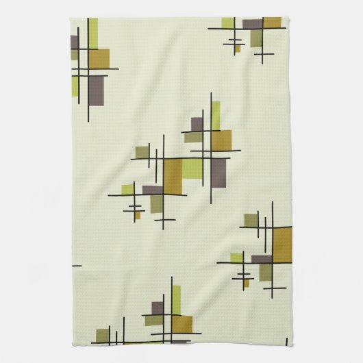 Mid Century Modern Geometric Chartreuse Theedoek (Verticaal)