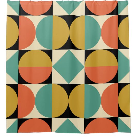 Mid Century Modern Geometric Design Douchegordijn (Voorkant)