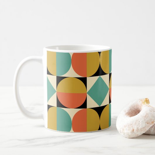 Mid Century Modern Geometric Design Koffiemok (Met donut)