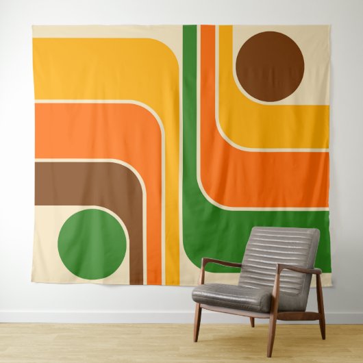 Mid Century Modern Geometric Design Sierkussen Wandkleed (In Situ (horizontaal))