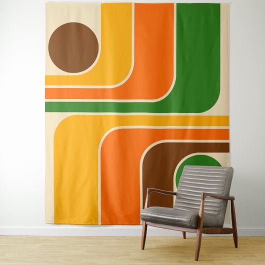 Mid Century Modern Geometric Design Sierkussen Wandkleed (In situ)