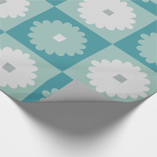 Mid Century Modern Geometric Flower Wrapping Paper Cadeaupapier (Hoek)