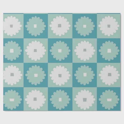 Mid Century Modern Geometric Flower Wrapping Paper Cadeaupapier (Vlak)