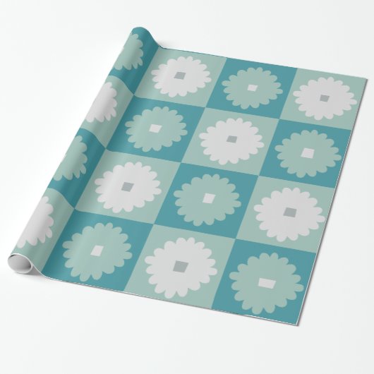 Mid Century Modern Geometric Flower Wrapping Paper Cadeaupapier (Uitgerold)