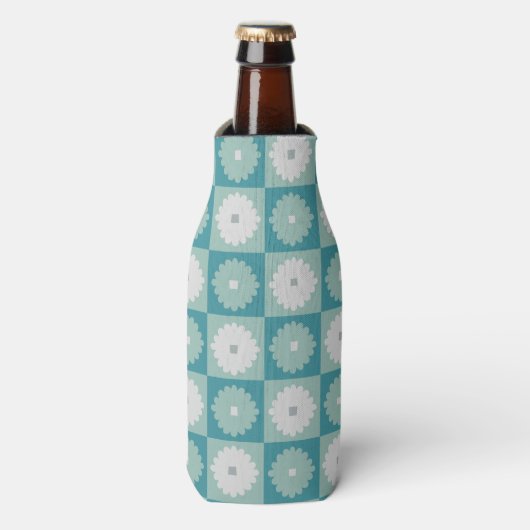 Mid Century Modern Geometric Flowers Bottle Cooler (Fles Voorkant)