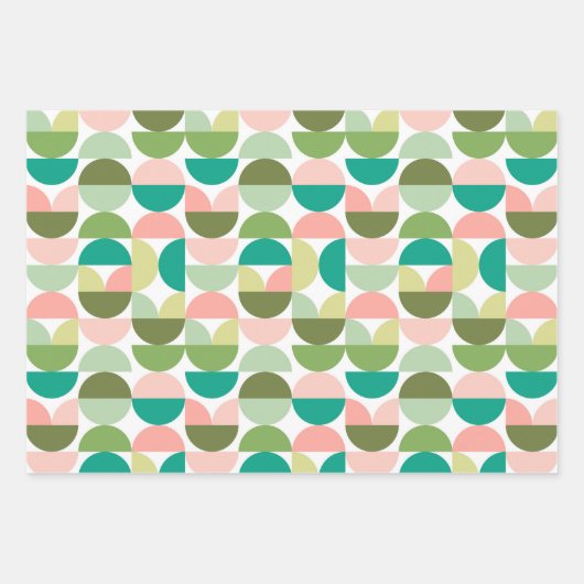 Mid Century Modern Geometric - Groen & Perzik Inpakpapier Vel (Voorkant)