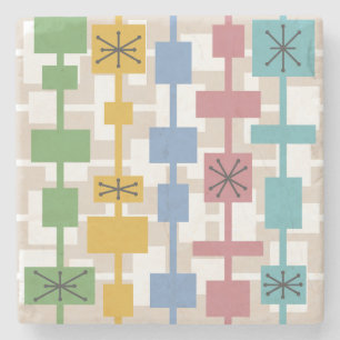 Mid Century Modern Geometric Multicolored 1 Stenen Onderzetter